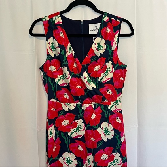 Sam Edelman Women's Poppy Floral V-Neck Poly A-Line Dress Coral Sz 2 NWT - Picture 9 of 10